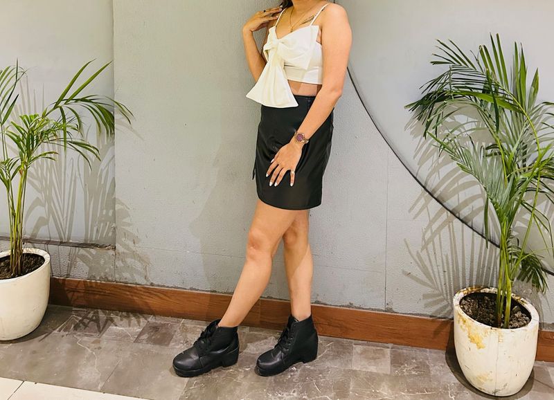 White Bow Crop Top