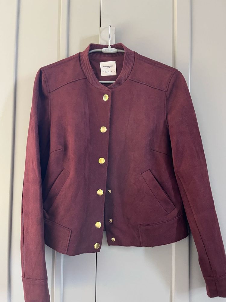 Burgundy  Suede Bomber Jacket