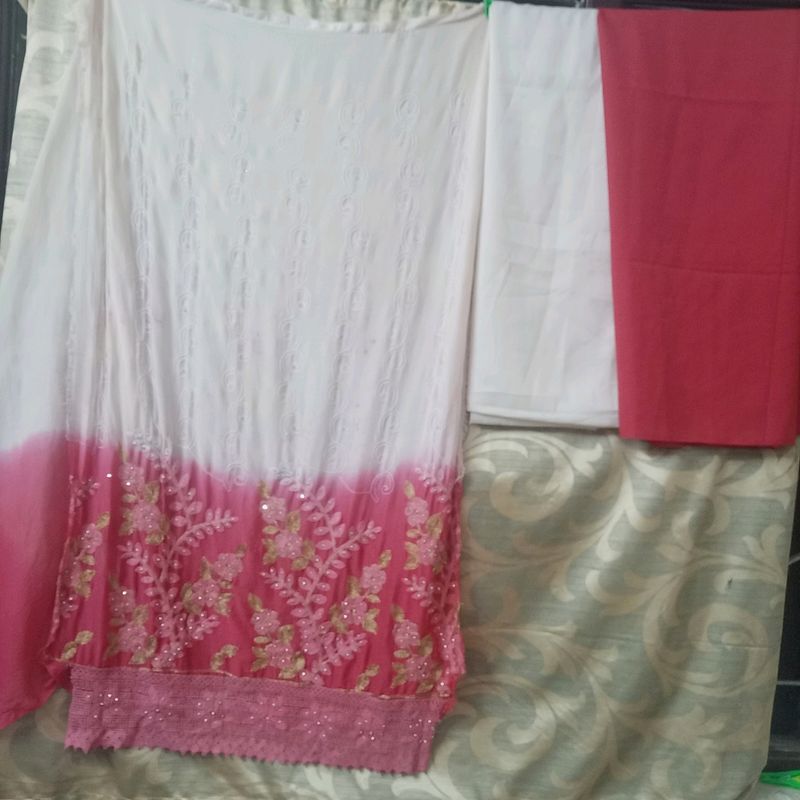 Double Shade Embroidered Dress Material