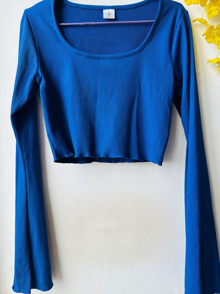 Blue Bell Sleeve Crop Top