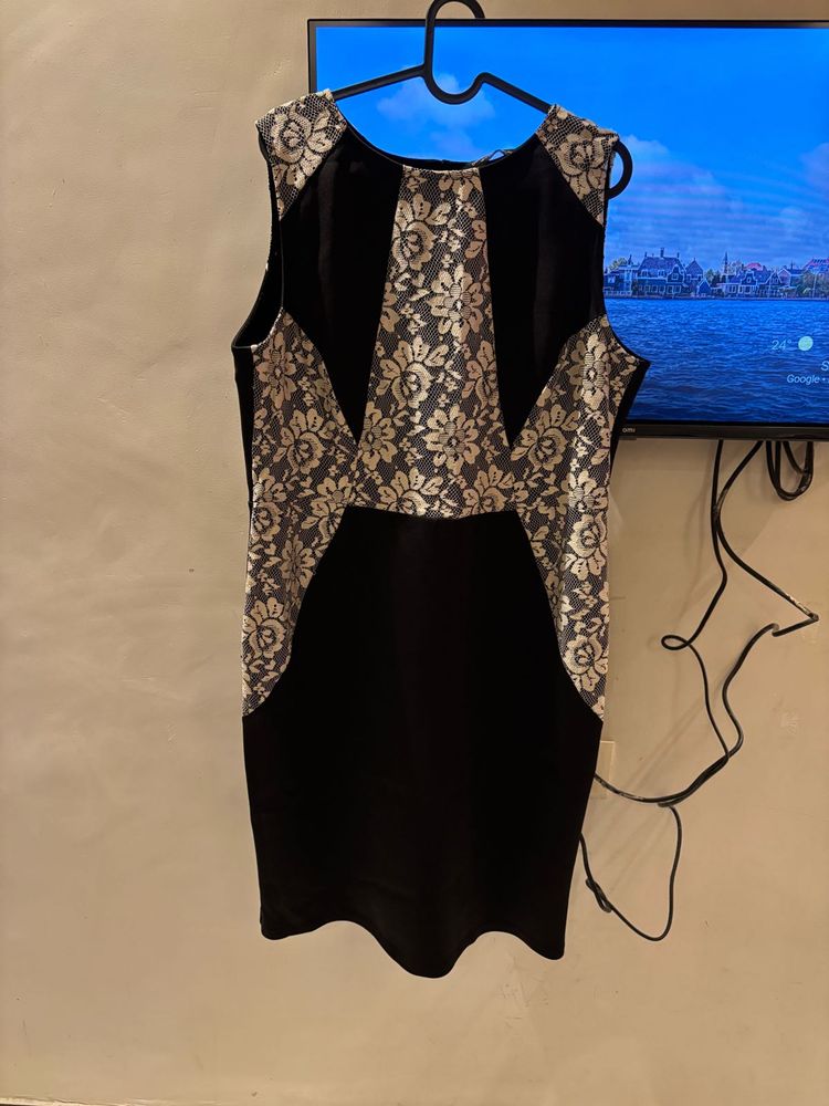 Xxl Elegant Black &amp; Gold Dress