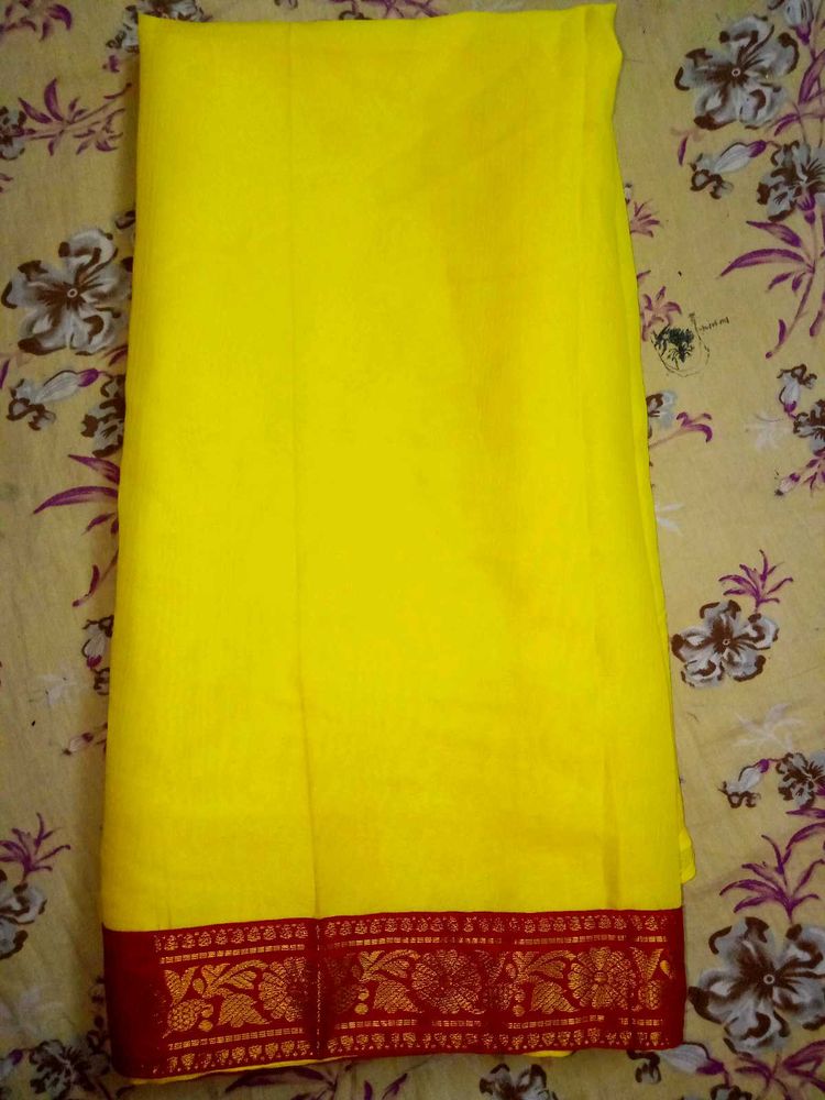 Kids Yellow Saree with Red Border