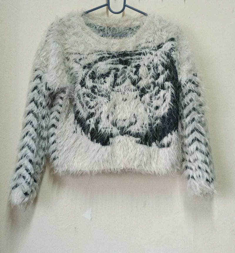 Fluffy Graphic Sweater