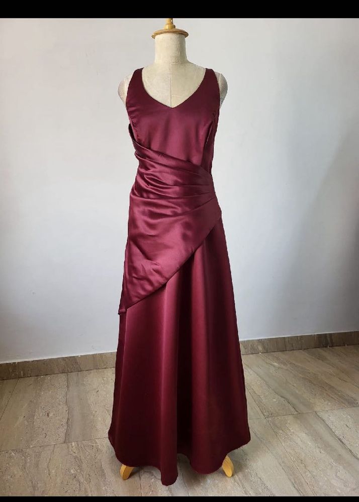 Maroon satin gown