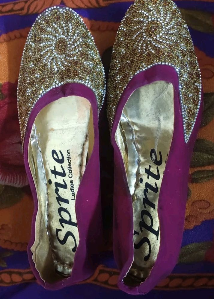 Wedding Juti with Shinny Stones and flat heels