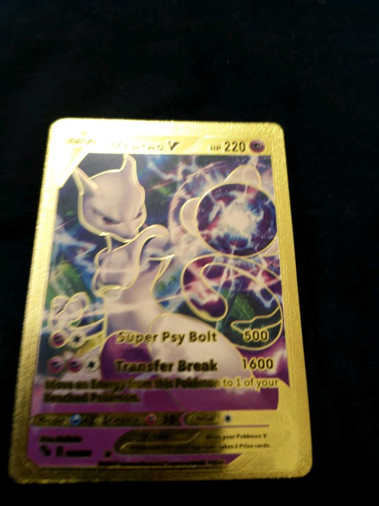 Authentic Gold Mewtwo V Pokemon Card