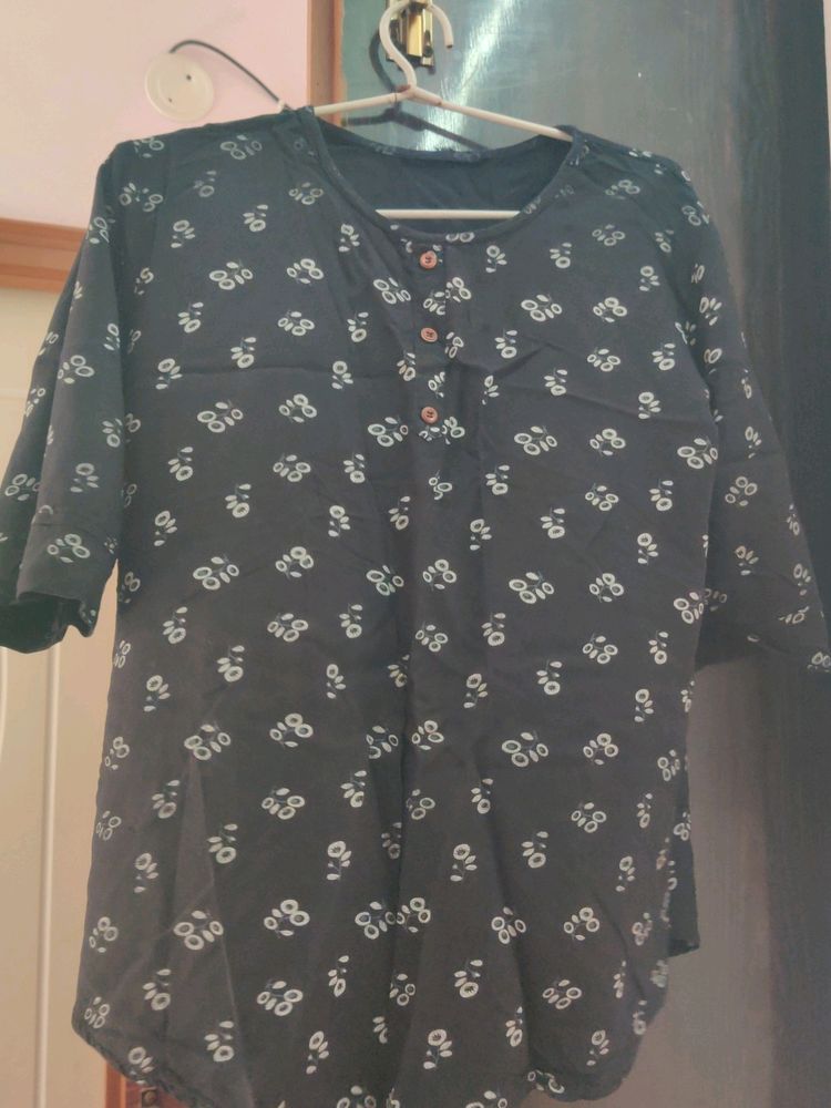 Black Top With Floral Design