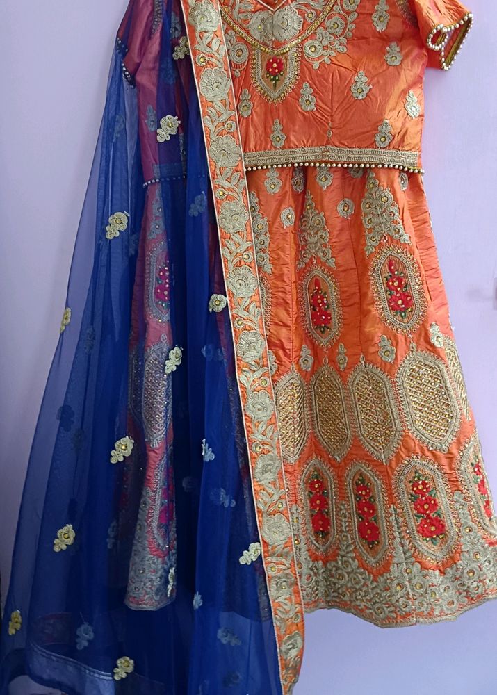 Orange Lehenga Choli With Dupatta