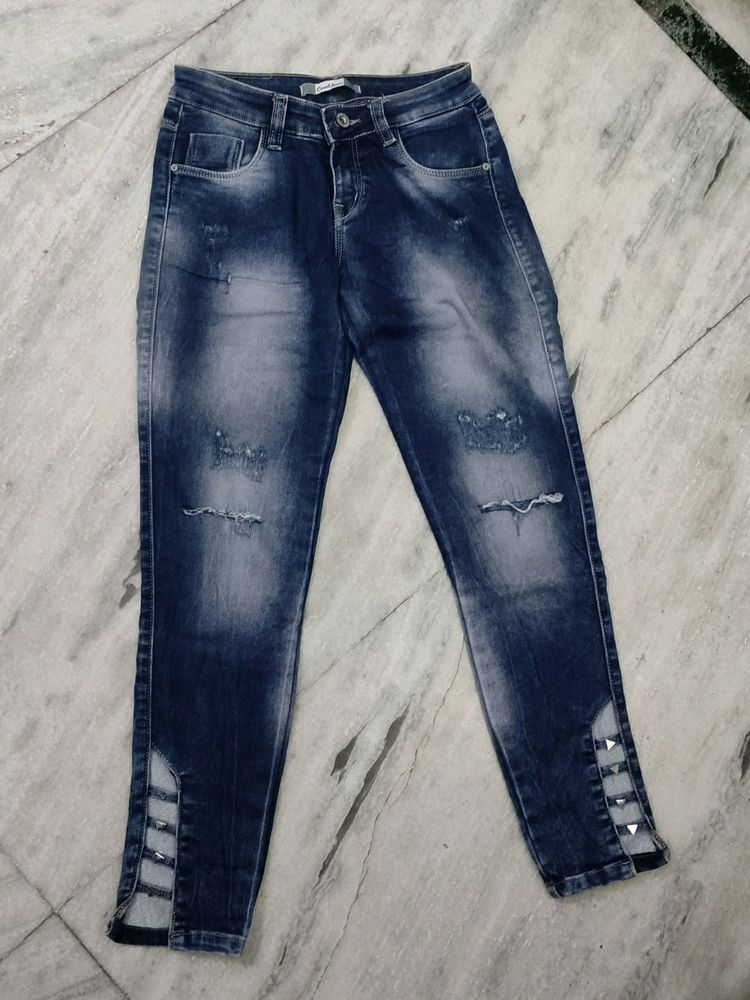 Coral Fashion Blue Damage Jeans