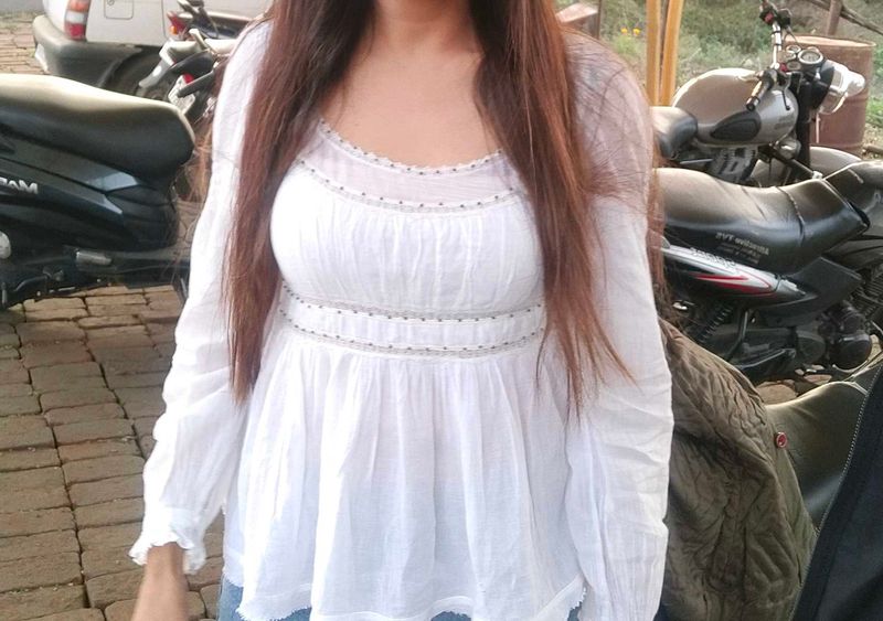 Mul cotton White Pretty Top
