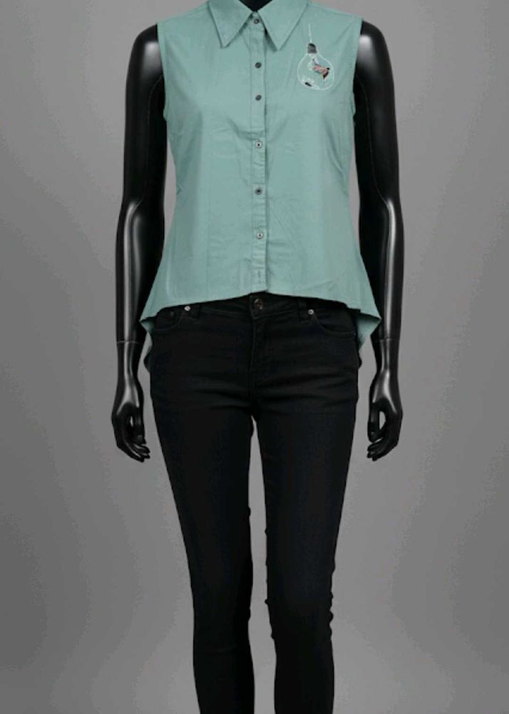 Sleeveless Button-Down