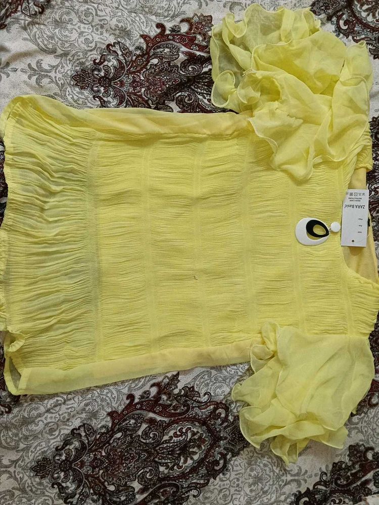 Yellow Ruffle Detail Top
