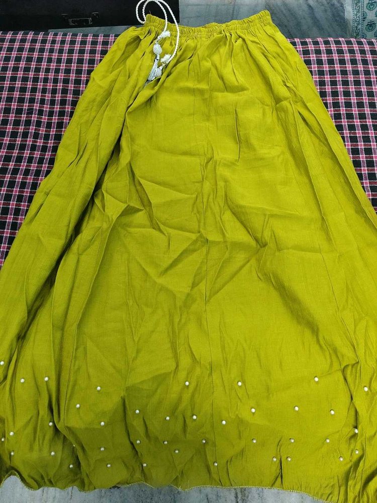 Olive Green Pearl Skirt