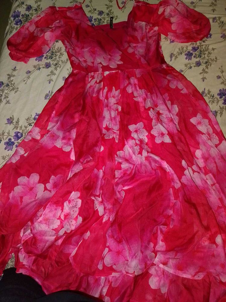 Floral Pink Gown Dress