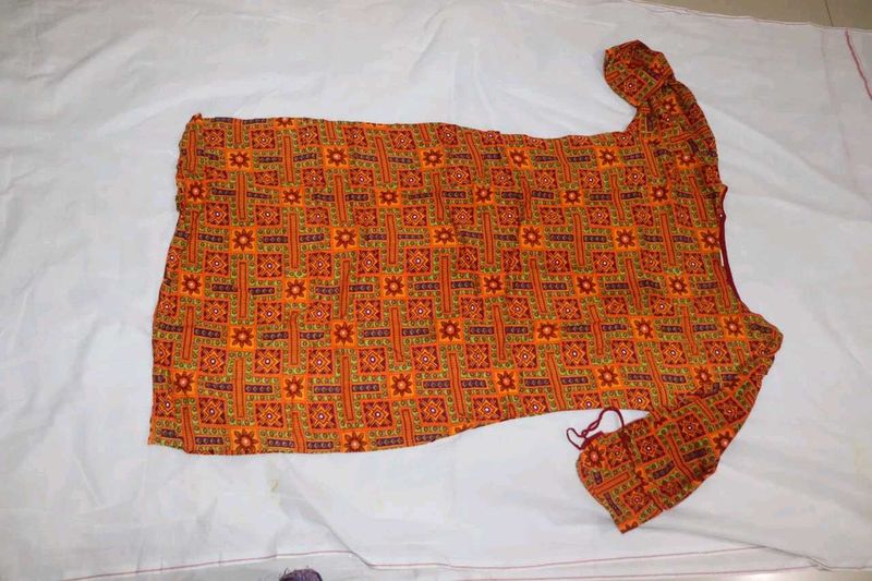 Patterned Orange Tunic Top Buy 1 Get Free