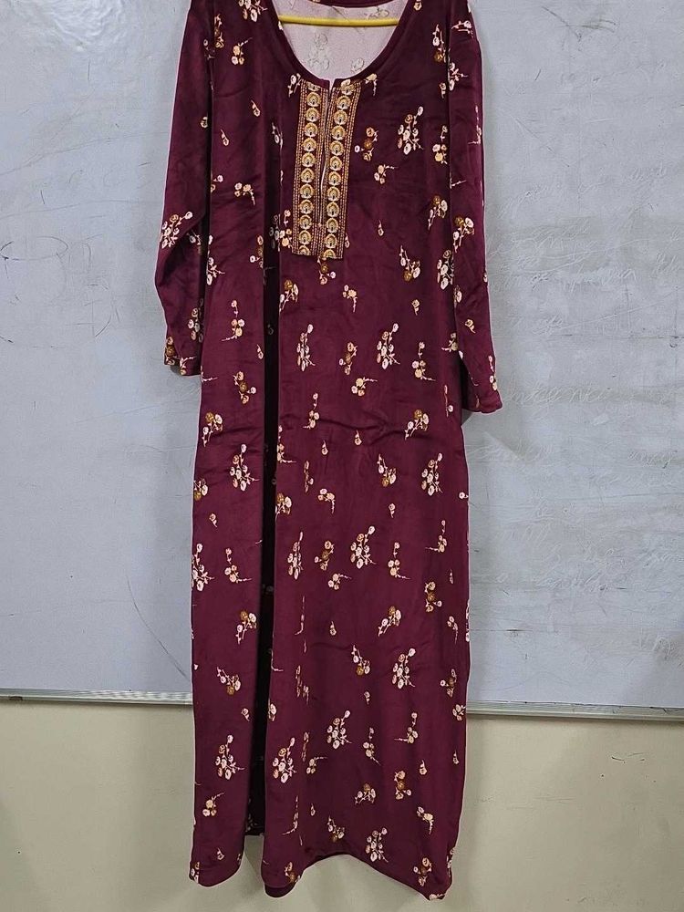 Floral Print night maxi With Dupatta