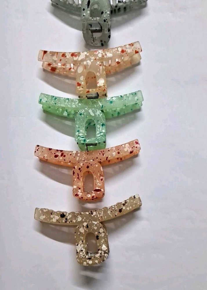 Speckled Hair Claw Clips - Set of 5