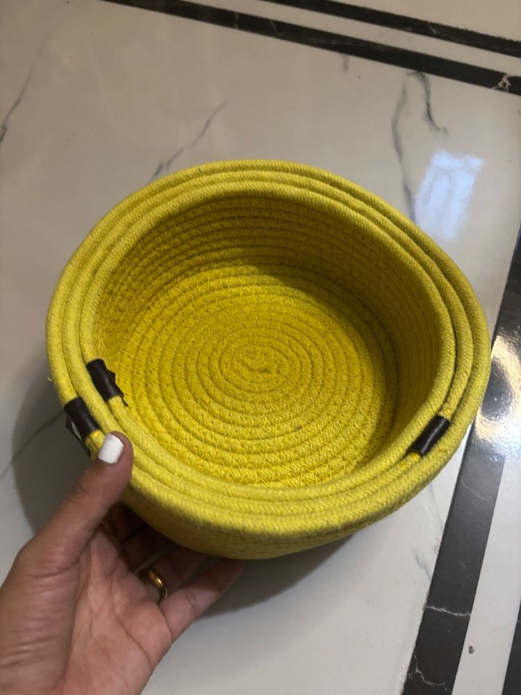 Yellow Woven Storage Basket