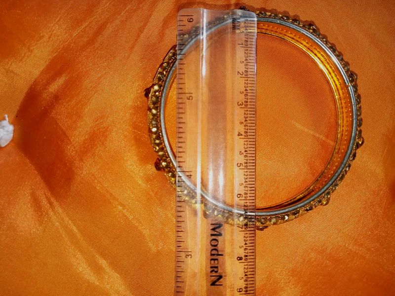 Golden Bangles With Stone Design