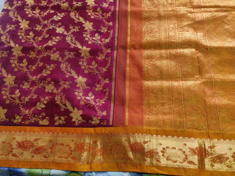 Floral korvai kanchipuram silk Saree