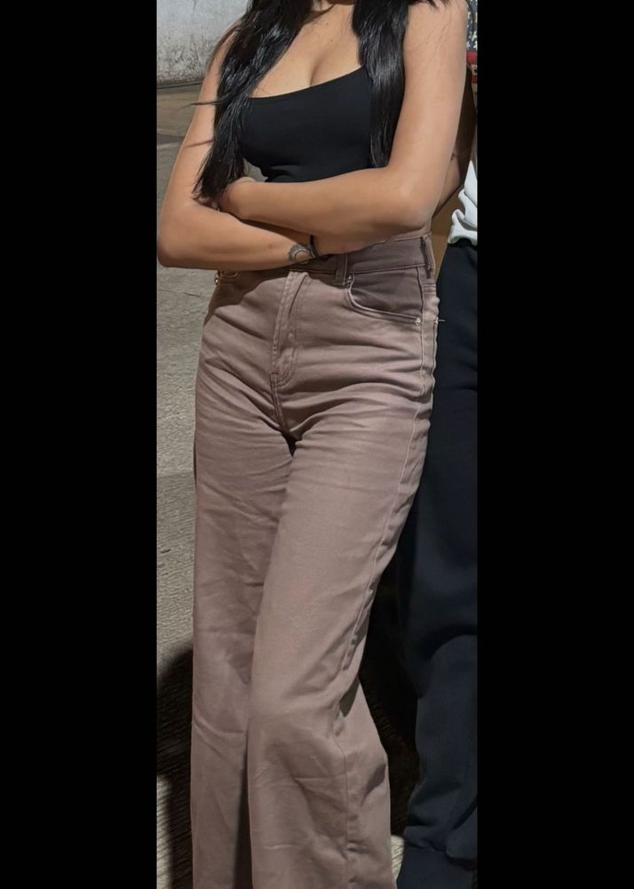 Stylish Brown Wide Leg Jeans