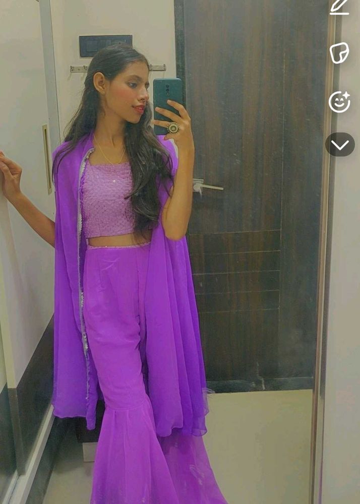 Purple Embroidered Kurta Set