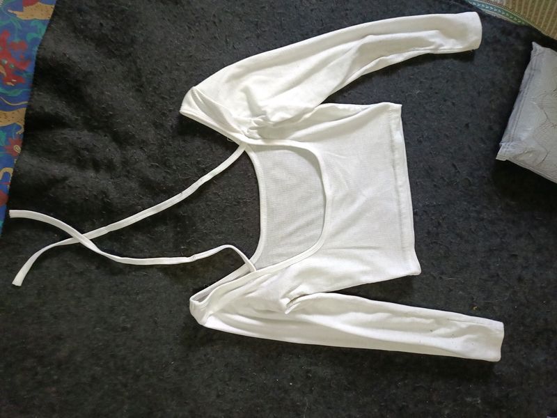 White Stylish Back Top