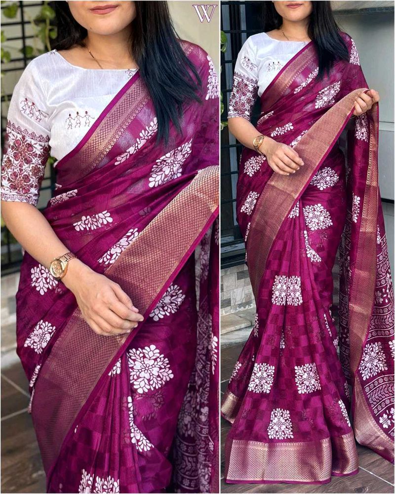 Elegant Purple Floral Saree