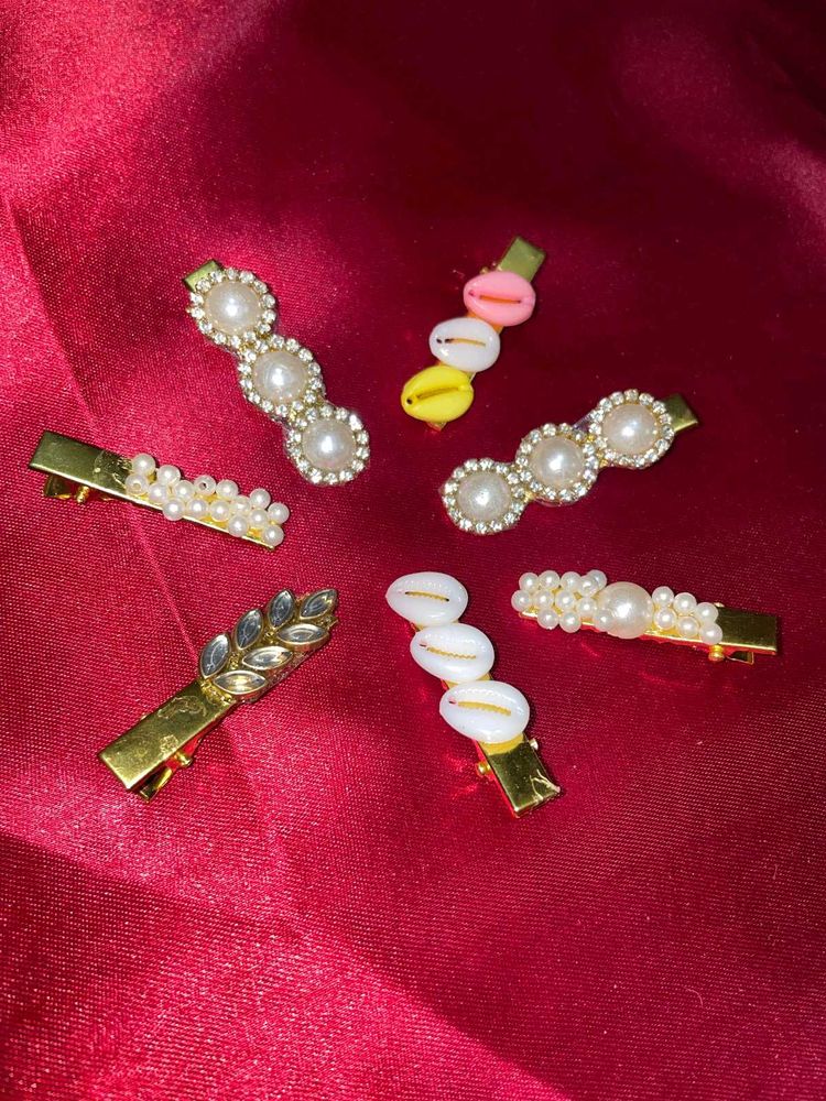 Pearl &amp; Shell Hair Clip Set