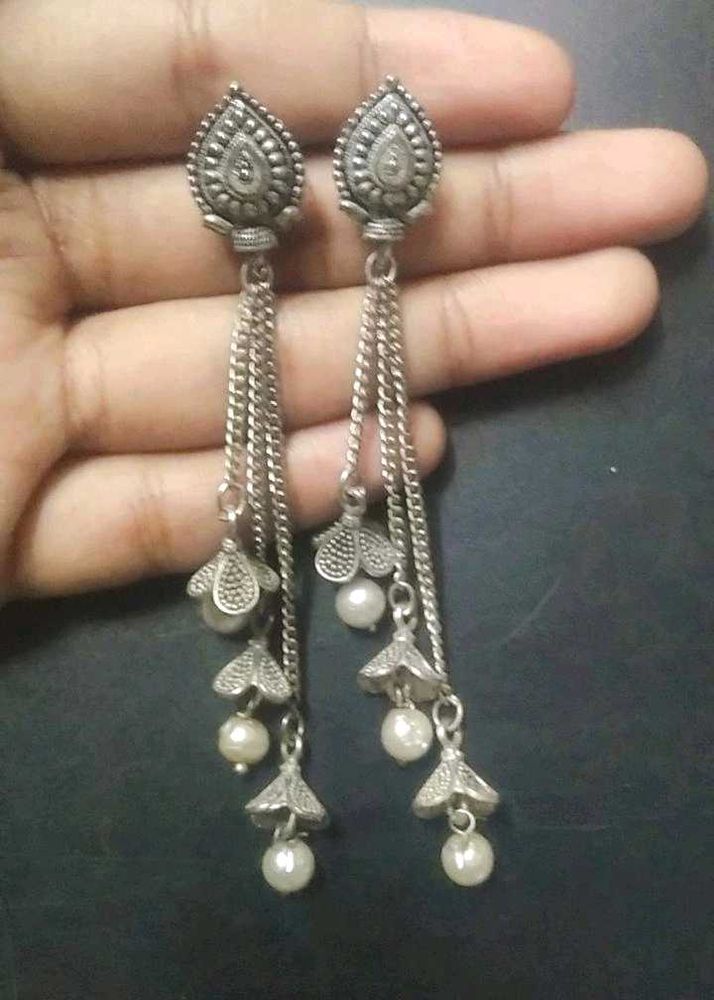 Silver Tone Dangle Earrings