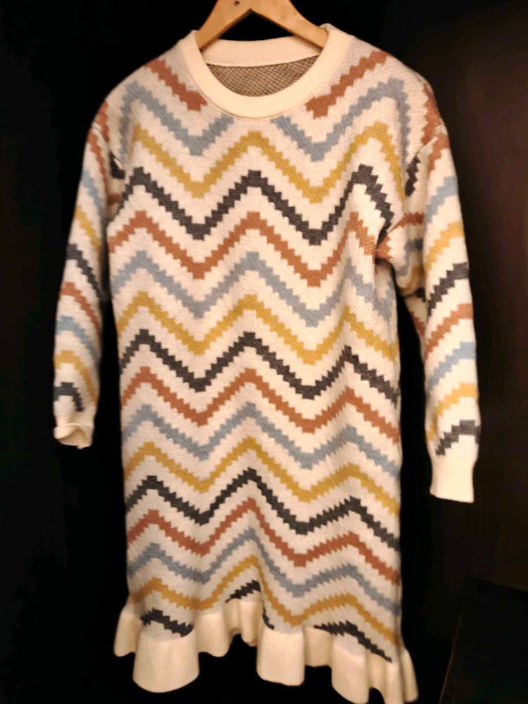Woolen Imported Chevron Knit Dress