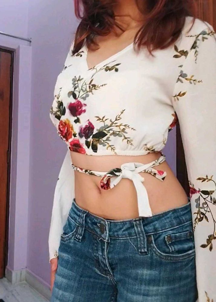 Cute Coquette Pintresty Wrap Up Crop Top