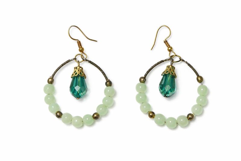 Hoop Beaded Dangle Earrings