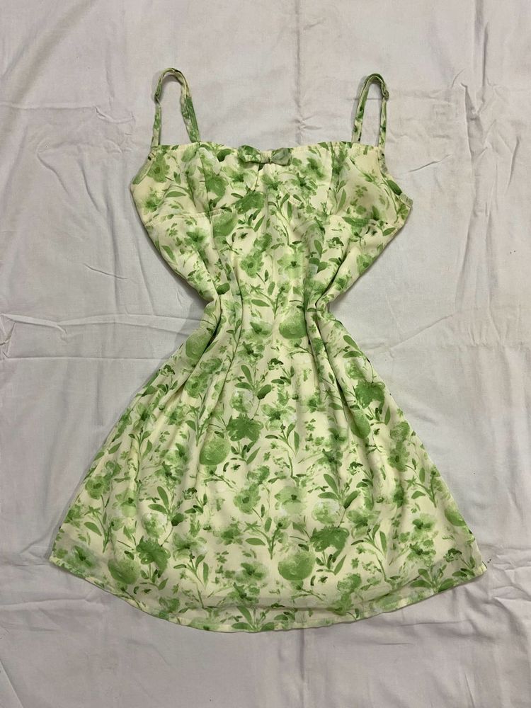 Green Floral Mini Dress