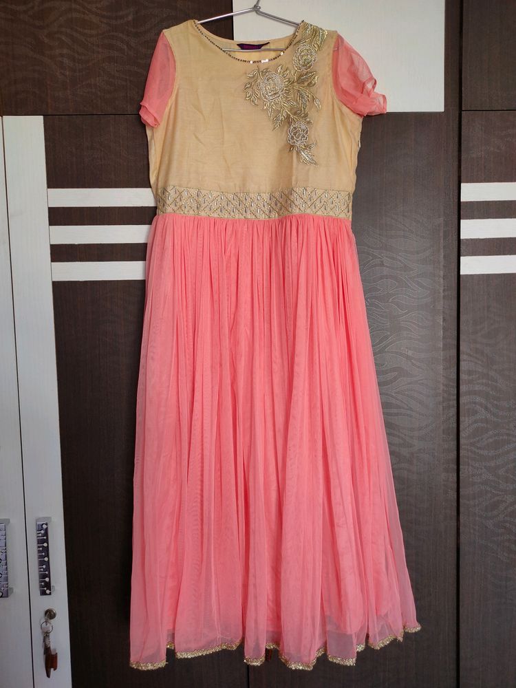 Srishti Peachy Golden Gown