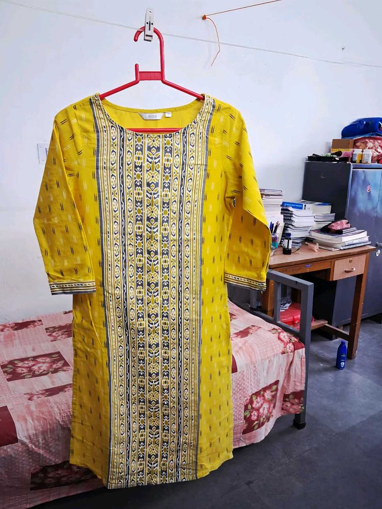 Yellow Printed Kurta