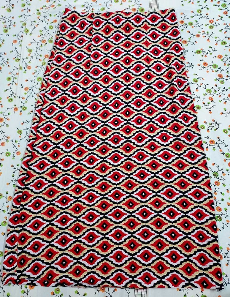 Pink Geometric Print Maxi Skirt