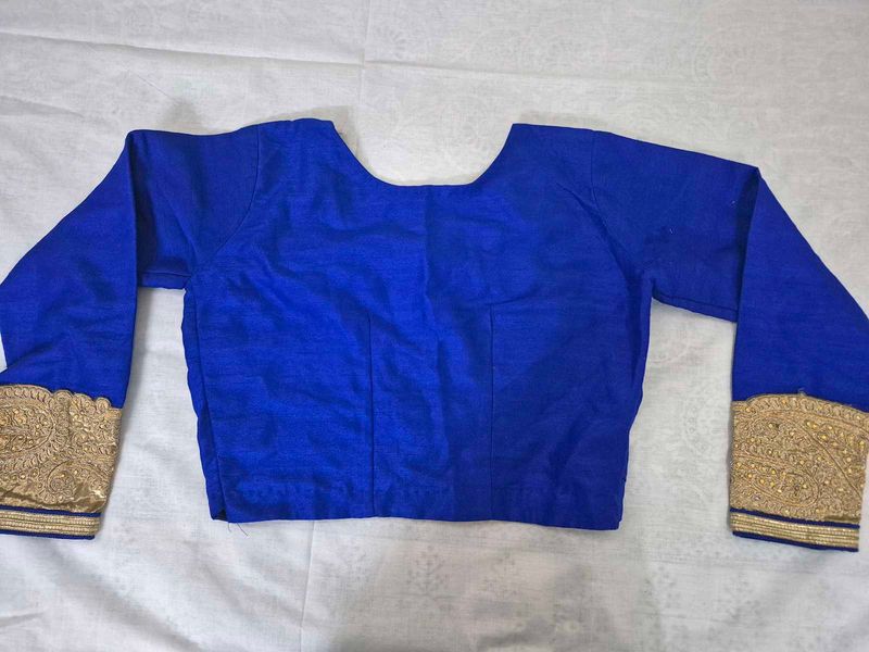 Blue Blouse with Gold Embroidery