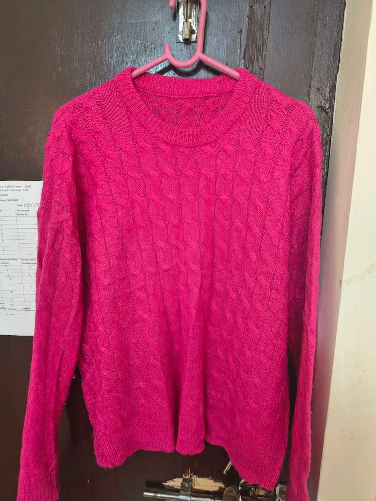 Pink Knit Pullover Sweater