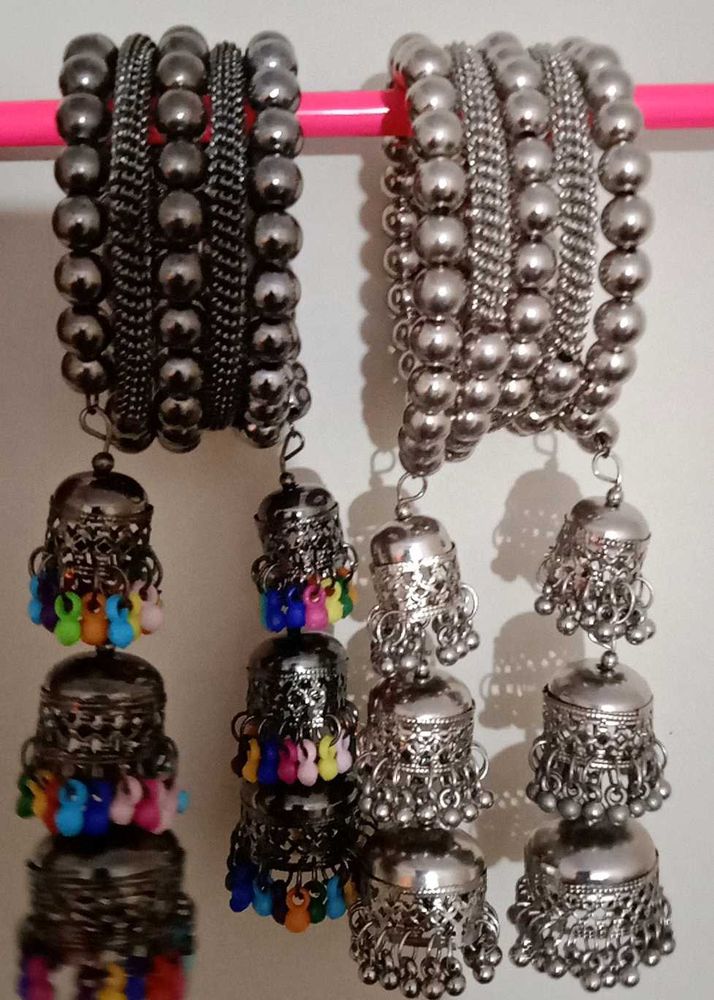Oxidized Jhumka Bangles (2 piece)