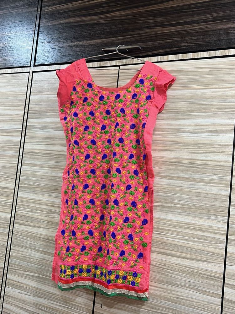 Pink Embroidered Dress