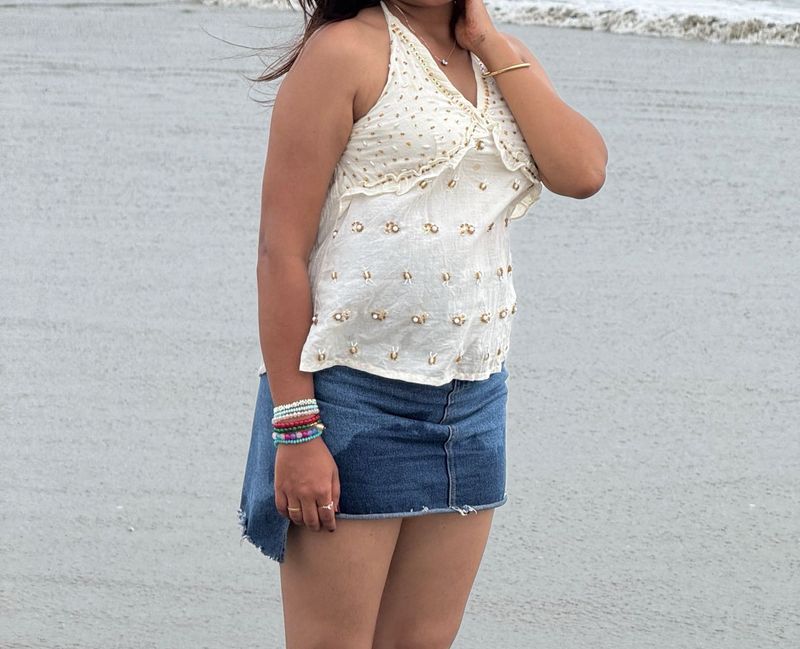 Embellished Halter Top