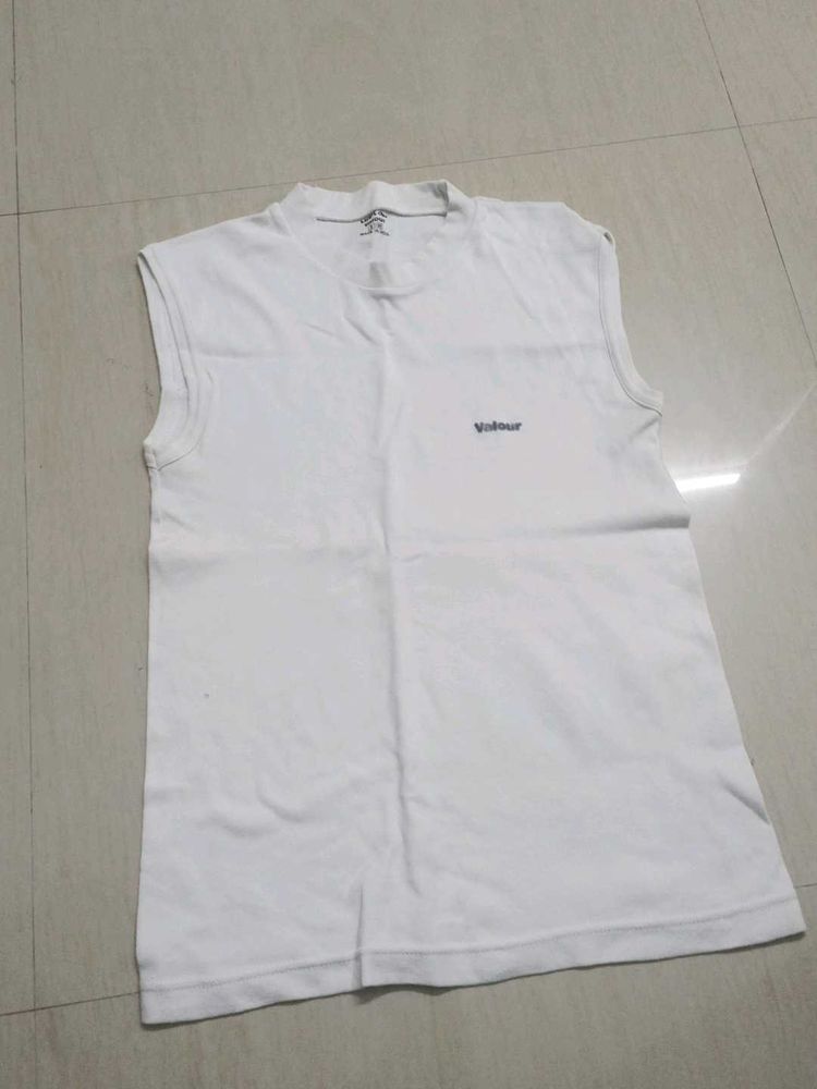 White Sleeveless T-Shirt