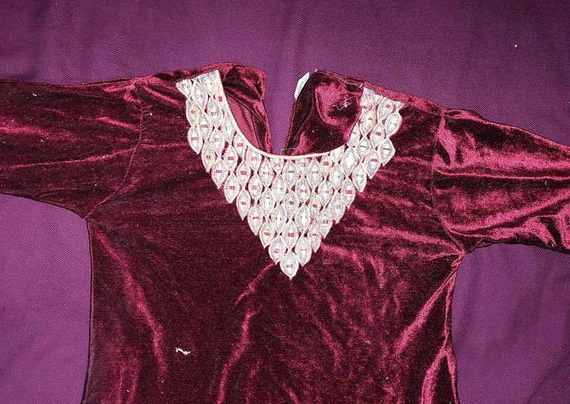 Girls Multicolor Red Kurti &amp; Salwar