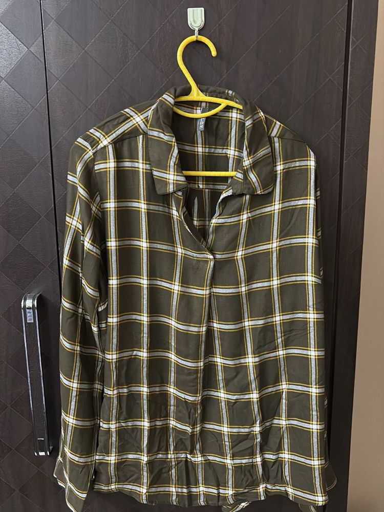 Olive Green Plaid Shirt