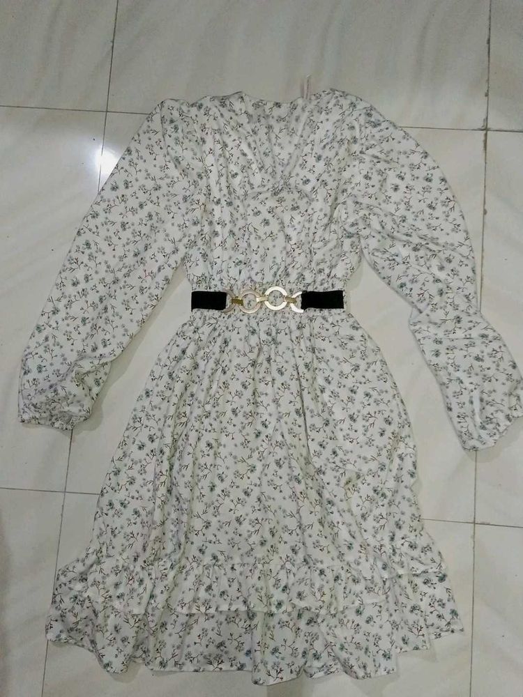 Floral Print Long Sleeve Mini Dress