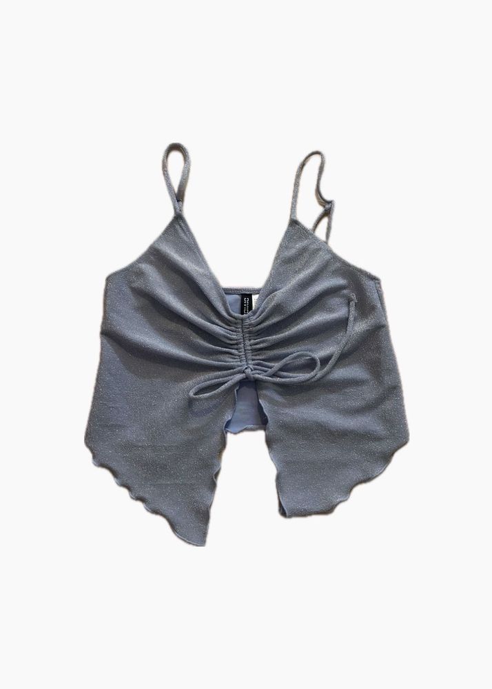 blue y2k glitter long top