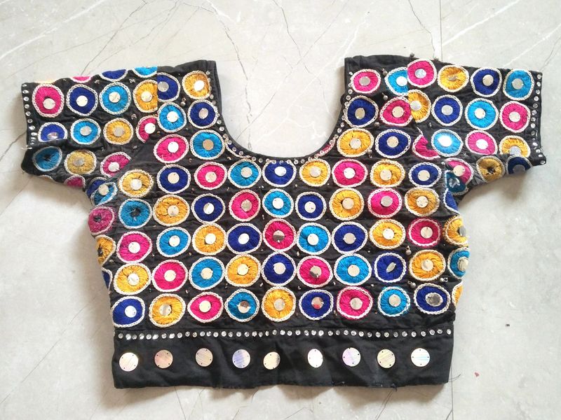 Mirror Hand Embroidered Blouse Crop Top Navratri