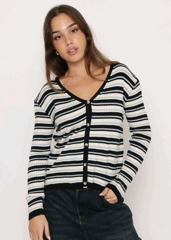 Striped Knit Cardigan