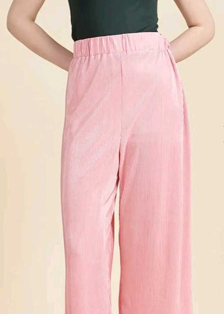 Pink Corduroy Wide Leg Pants